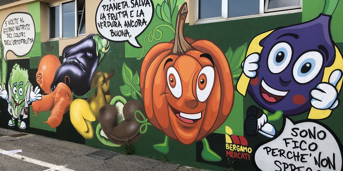 Un murale contro lo spreco di ortofrutta